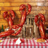 Silipull 24pcs Crab Boil Party Supplies Includes Crab Balloons Red and White Checked Tablecloth Fish Net Decorative