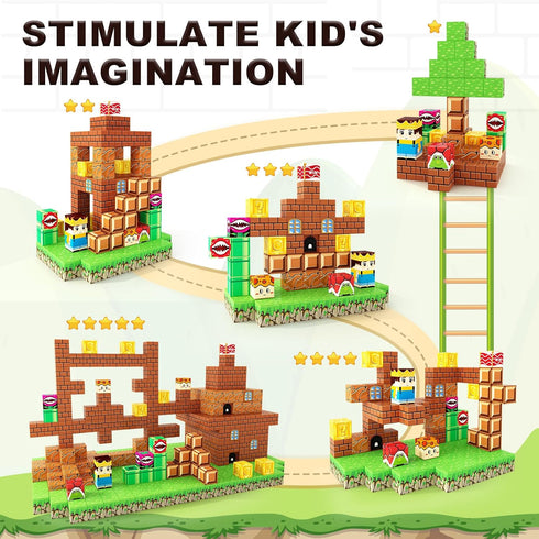 Magnetic Blocks Building Toys - Build Mine Magnet World Set, Magnet Toys for Boys & Girls Ages 5-7, Buildable Game