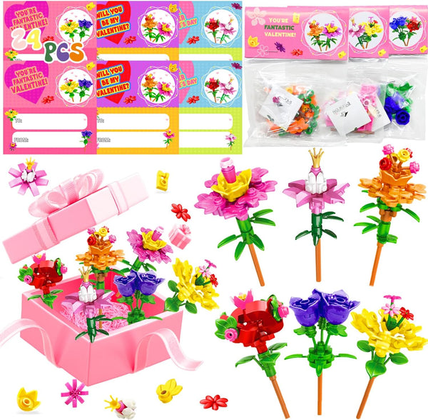 UMEELR Flowers Building Blocks, 24 Packs DIY Flower Pre Filled Easter Egg Surprise