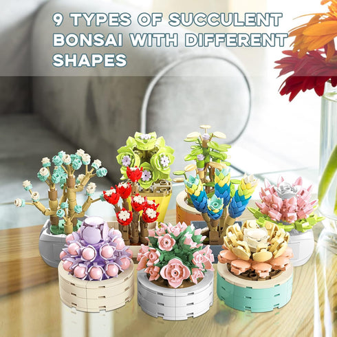 JMBricklayer Flowers Succulents Botanical Collection Building Sets, Creative Flowers Building Project for Adults