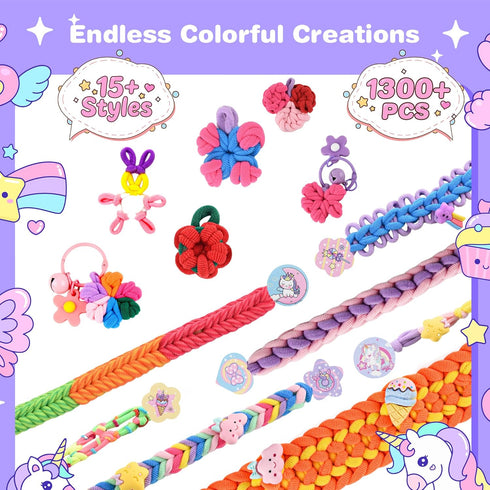 8-12, 1300+PCS 2 6 7 8 9 10 11 12 Nicella Bracelet Making Kit Gifts for Girls Ages Weaving Loom Kit Toys, Kids DIY