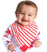 Nuby Reversible 100% Natural Cotton Muslin 3 Piece Teething Bib, Grey/Red/Blue, Arrows/Stripes/Elephants