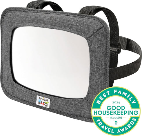 Travel Bug Soft Sided Rear & Forward Facing Safety Mirror for Baby & Toddler - Shatter Resistant - Jumbo Baby Car Mirror by Travel Bug