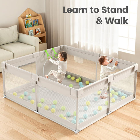 6959in) ZEEBABA Extra Large Baby Playpen - Playpen for Babies and Toddlers, Play Pen with Gate, Play Yard Baby Fence