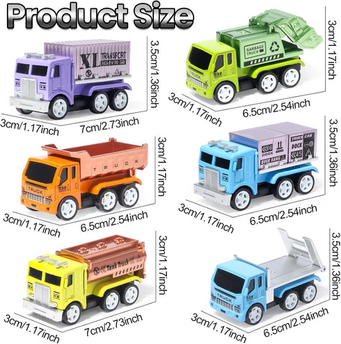 6 Set, 3 4 5 6 Oriate PCS Diecast Metal Toy Trucks Vehicle Cars Toys with Movable Parts, Mini Pull Back Toy Cars