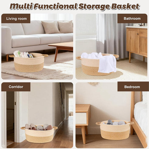 ELIDANTE Decor,19.69" 11.42" 7.48" Woven Basket for Toys, Blankets & Gifts Empty ,Cotton Rope Storage Basket