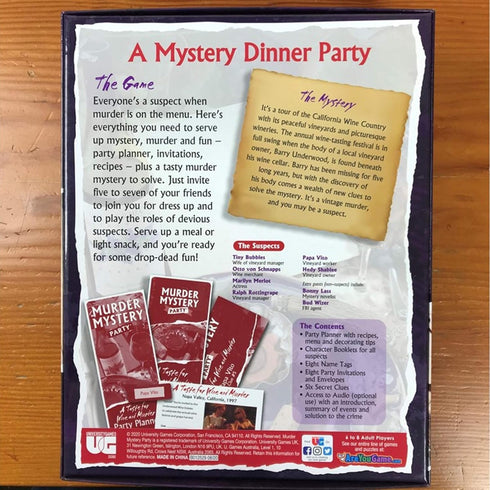 A Taste for Wine & Murder - Murder Mystery Party Game to Host Your Own Mystery Night