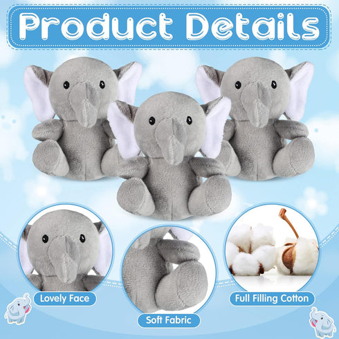 8 Pcs Plush Mini Elephant Stuffed Animal Toys, Cute Soft Forest Elephants for Baby Shower