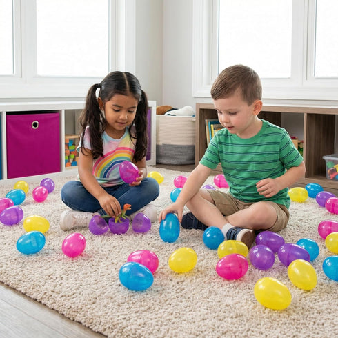 PNIOTAIN 6 Pack 6 Inch Large Plastic Easter Eggs Fillable - Jumbo Easter Eggs for Kids Empty Eggs for Easter Egg Hunt
