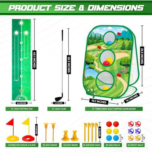 Golf Games for Kids - Sticky Golf Game, Golf Cornhole Game, and Golf Putting Game for Indoor and Outdoor Activities