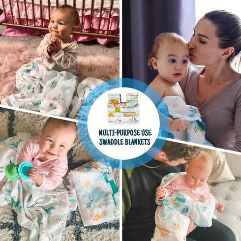 Set,12 4 Pack 40 40 Inches 8 Pack 8 10 Inches Omilion Baby Swaddle Blanket and Washcloths Pieces Muslin Cotton Baby