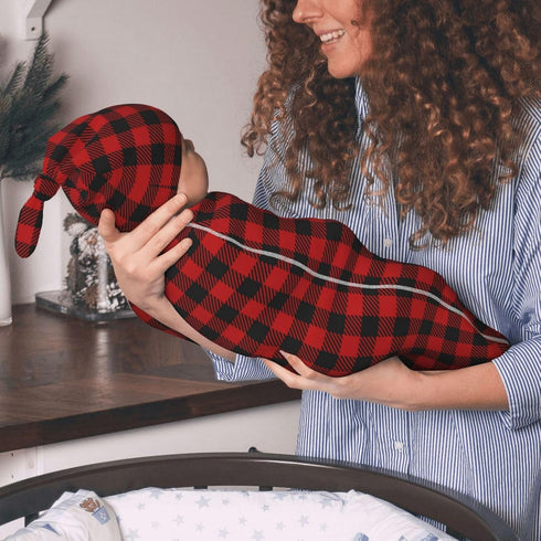 Christmas Checkered Swaddle Blankets Soft Receiving Blanket Baby Swaddle Wrap for Baby Girls Boys