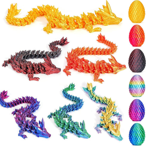 JOD 6PCS 3D Printed Dragon Eggs with Dragon Inside Articulated Fidget Toys,
