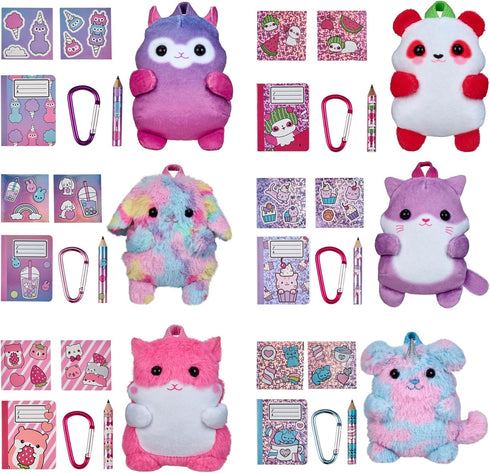 REAL LITTLES - Comes with Only 1 Backpack - Plushie Pet Backpacks. Soft, Fluffy, Animal Micro Backpack with 4 Real Working Micro Stationery Surprises Inside! - Styles May Vary