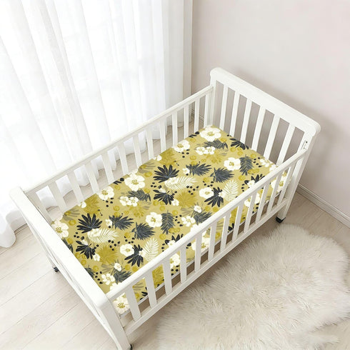 miaozhen 1 Pack 52x28 Cotton Baby Crib Sheets Comfy Breathable Naughty Jungle Flower Toddler Mattress Sheet for Nursery