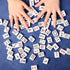 31.5 inches) Mahjong Mat, Mahjong Table Mat with Prints & Extra Dice, for Poker, Card, Mahjong, Dominoes Games (Blue