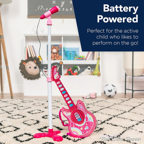 19in 8 Best Choice Products Kids Toy Guitar, Pretend Play Musical Instrument Toy for Toddlers w/Mic, Stand, Demo Songs