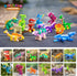12 Sets 3-in-1 Set 36 Easter Basket Stuffer - Dinosaur Building with Prefilled Eggs for Easter Party Favors & Egg Hunt
