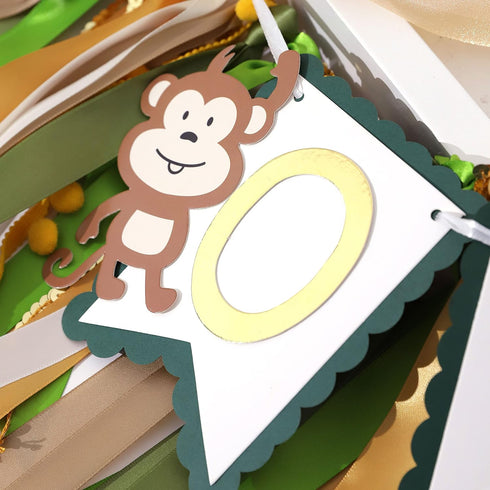TUTOTU 1st Birthday Monkey Banner - Safari Jungle Party High Chair Decor