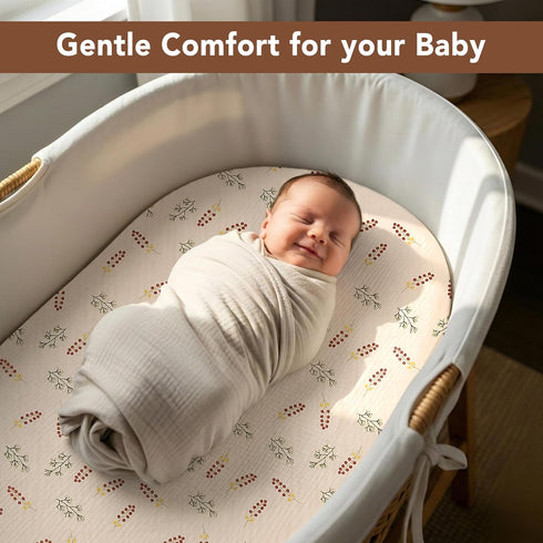 100% 33 17 Inch 2 Pack Organic Cotton Muslin Baby Bassinet Baby Sheet X Soft Breathable Lightweight Stretchable Bed