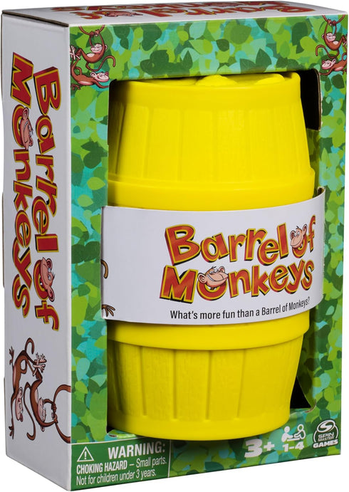Barrel of Monkeys Retro Linking Family Game, Classic Preschool Games for Family Game Night, Ages 3+