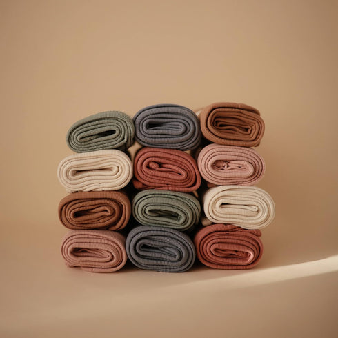 35x35 Inch mushie Extra Soft Baby Blanket | Cotton and Elastane Ribbed Receiving Blanket, Swaddle, Stroller | (Blush)