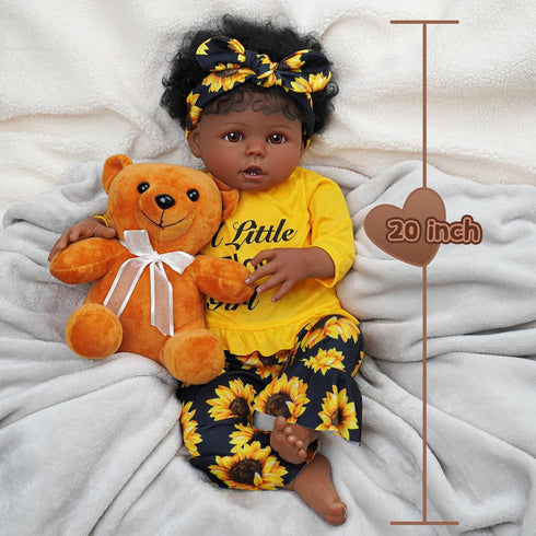 BABESIDE 3 Pcs Reborn Baby Doll Clothes - Sunflower Outfit Accessories Set for 17-22 Inch Dolls
