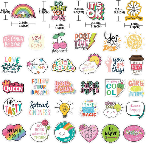 YAMIOW 160pcs Cute Positive Words Stickers, VSCO Trendy Waterproof Vinyl Stickers for Kids, Teens, and Adults