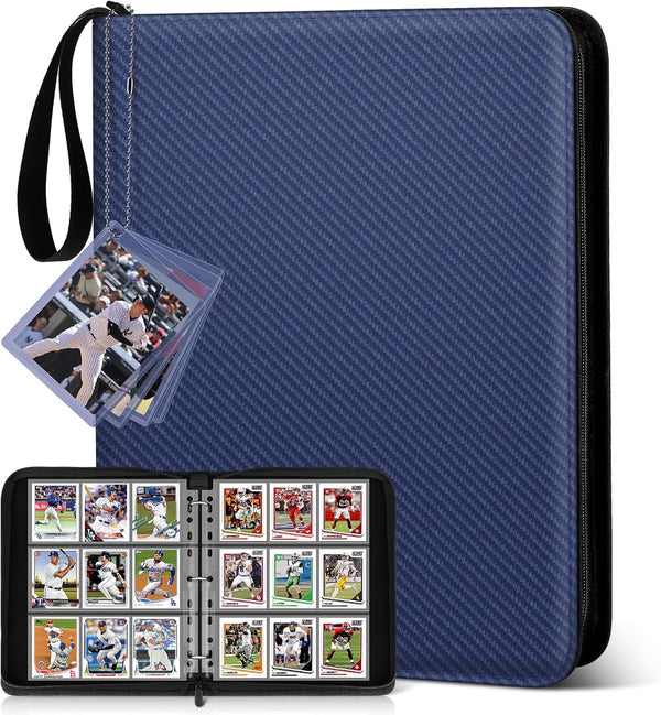 Mlikero Trading Card Binder, 9 Pocket Card Display, 720 Double Sided Pocket Sports Card Binder, Premium Blue