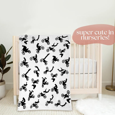 Dirt Bike Motocross Baby Blanket - Super Soft Swaddle for Newborn, Infant, Toddler - XS 30x40 in, Nursery Gift