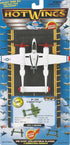 Hot Wings Planes P-38 Jet (Red Tip) with Connectible Runway, White/Red Die Cast Plane