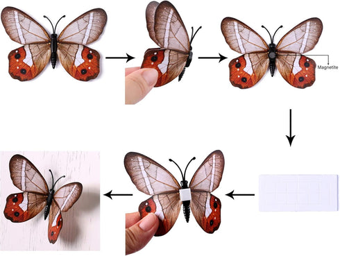 24pcs 3D Vivid Special Man-Made Butterfly Art Wall Stickers, Nursery, Bathroom, Office Décor