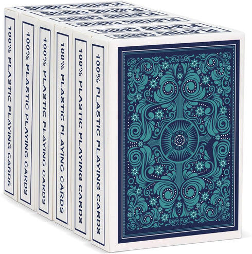 Plastic Playing Cards 6 Pack,Waterproof Playing Cards Bulk for Adults,Flexible and Easy