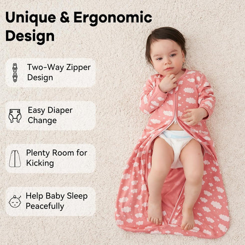 6-12 100% 2-Way 2 Pack 0.5 Unnivoll Baby Sleep Sack Months Cotton Long Sleeve Wearable Blanket Baby Sleep Bag