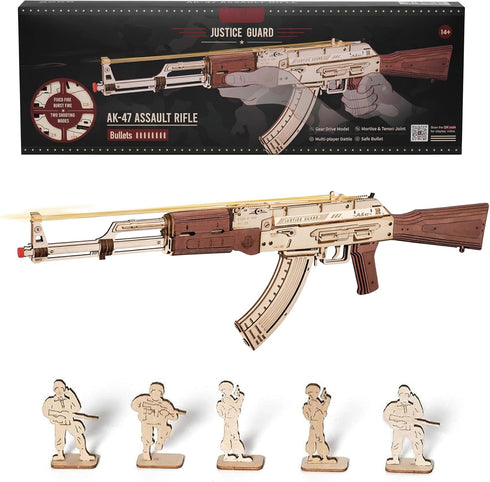 3D Wooden Puzzles for Adults - DIY Rubber Band Gun Wood Model Building Kits for Family Time