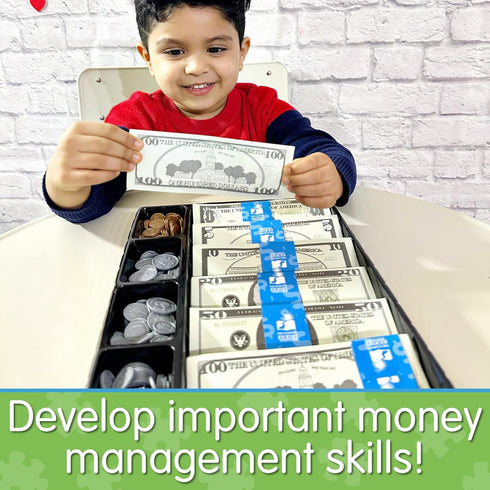 The Learning Journey Kids Bank Play Money Set - Over $5000 in Realistic Play Money for Ages 5+