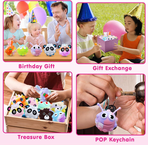 18 Pack 2 inch 3D 4-12, Fidget Balls Party Favors, Animal Pop Balls Fidget Toys, Party Favors for Kids Goodie Bags