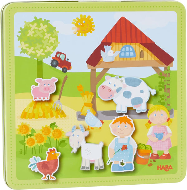 HABA Peter and Pauline's Farm Magnetic Game with 4 Background Scenes in Storage Tin