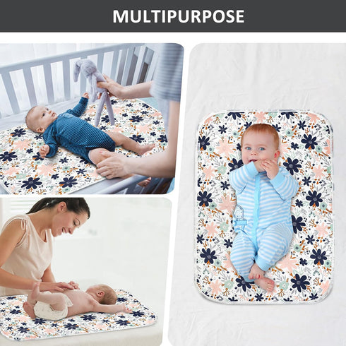 21 5/8" 31.5" Mat(Floral1PCS) Baby Diaper Changing Pad, x Waterproof Changing Pad Liners - Reusable Soft and Absorbent