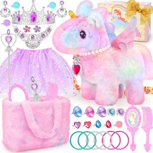 Tagitary Interactive Unicorn Plush Toy with Glowing Horns, Walking Pony Realistic Stuffed