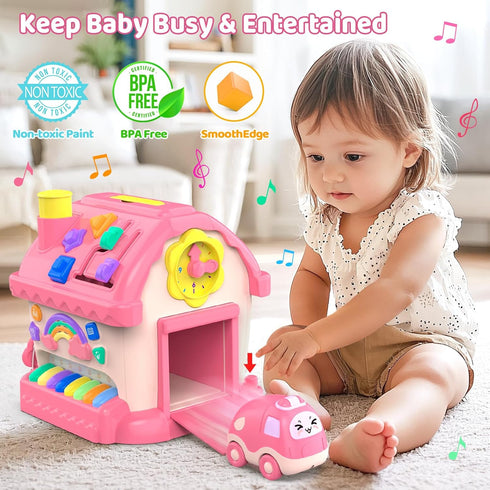 1 12-in-1 1-2, 1st 6-12 12-18 Toddler Toys for Year Old Girl Gifts, Montessori Musical House Toddler Learning Toys