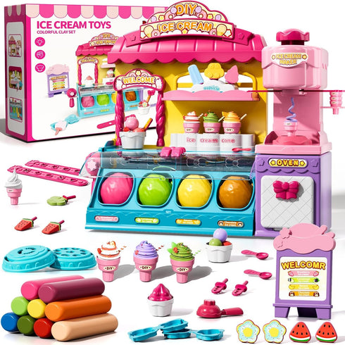 Beby Buty Ice Cream Toys Air Dry Clay Kit for Kids, 80 PCS Ice