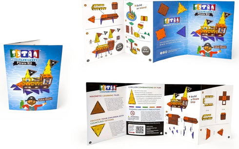 Tytan TILES Pirate Ship & Island - 60-Piece Magnetic Tiles Building Set, Fun Kids’ STEM Toy, Includes Storage Bag