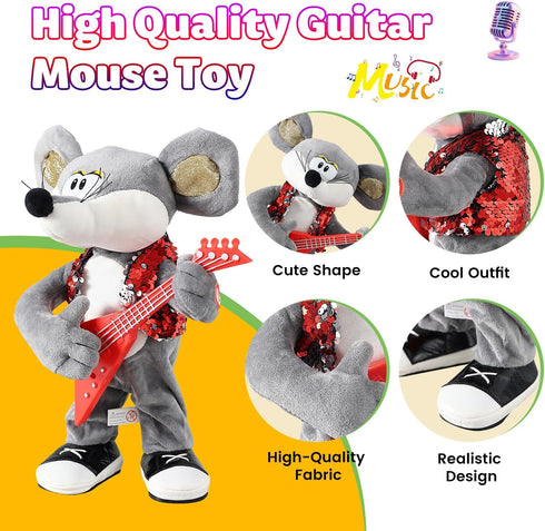 Marsjoy Rocking Dancing Mouse Plush Toy, Singing Music Twisting Body Plush Stuffed Animals, Rocking Punk Crazy Cool