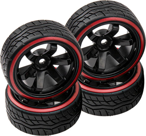 Hard Plastic Wheel Rims & Plastic Tires 12mm Hex Compatible with Traxxas HSP Tamiya Kyosho Himoto 1/10 RC Drift Car (Style 2)