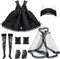 6 Pcs Gothic Doll Clothes & Accessories, 11.81'' Black Outfits, Wedding Tutu Ballet Dress for Girl Doll Party