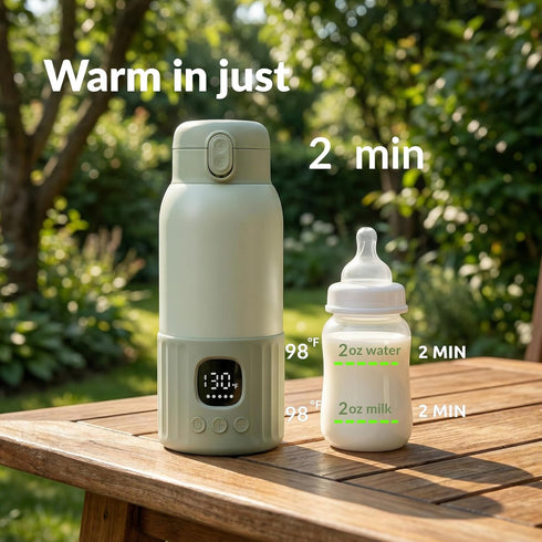 12.8oz Portable Bottle Warmer Baby Bottle Warmer for Breast Milk & Formula, Fast Heating with Smart Temperature