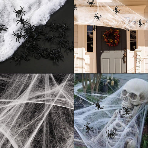 AOSTAR Halloween Spider Webs Decorations, 700sqft Indoor & Outdoor Spooky Webbing with 50 Fake Spiders