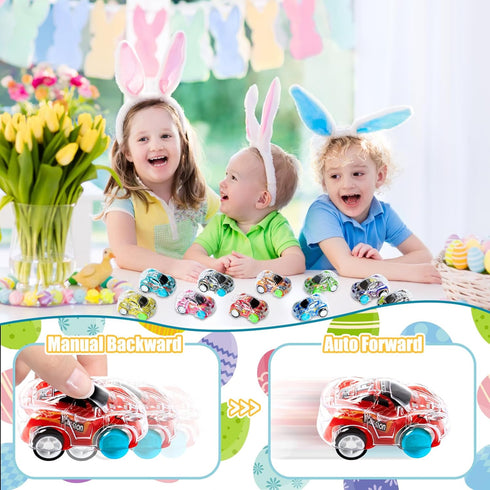 36pcs Easter Pull Back Cars with Easter Eggs, Mini Race Cars for Kids Easter Basket Stuffers and Party Favors