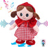 Hopearl Talking Singing Doll, Repeats What You Say, Electric Interactive Toy, Plush Buddy Gifts for Toddlers, Red, 8''